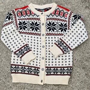 Vintage Dale of Norway Nordic Fair Isle Cardigan Sweater Cream & Navy Size L